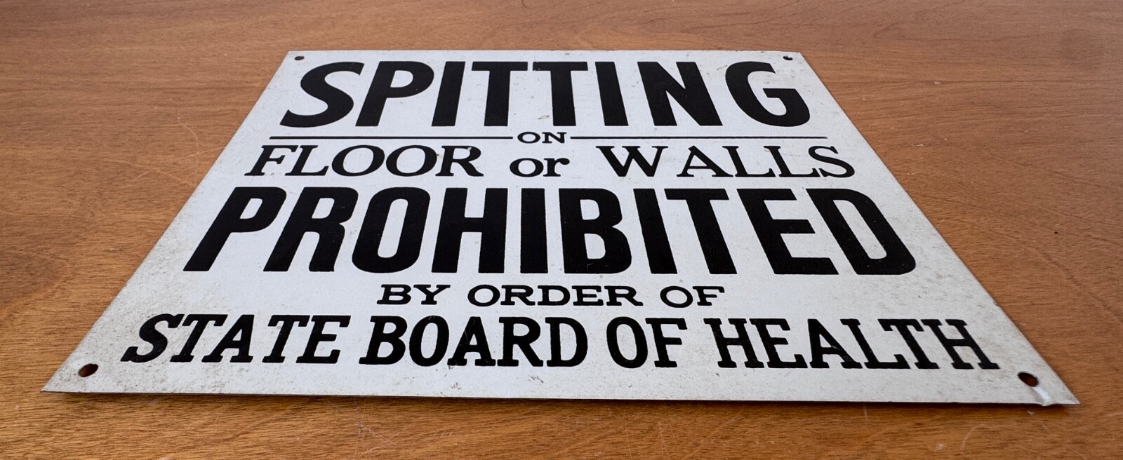 Spitting Prohibited State Board Health Metal Advertising Bar Store Sign Vtg Old