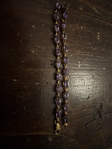 Vintage Women’s Russian Deep Purple Amethyst & 10K Rose Gold Bracelet - Picture 3 of 6
