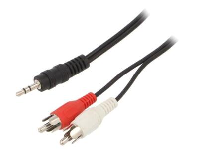 CCA-458-5M Kabel Jack 35mm 3pin SteckerRCA-Stecker x2 5m schwarz GEMBIRD