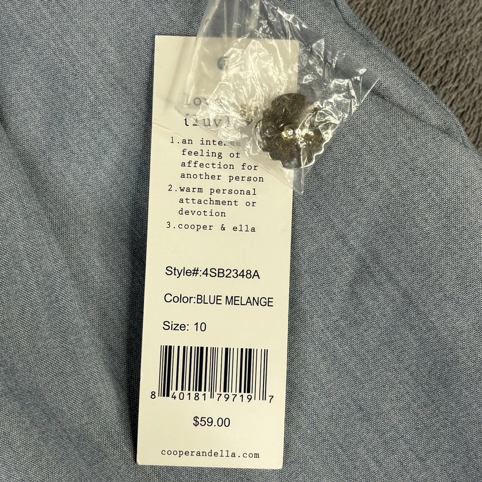 Cooper & Ella платье брюки женщин 10 шириной ноги плиссированные синий меланж новый $59 - Изображение 4 из 4