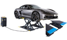 E4G MR35TD-5015 Portable Mid-Rise Scissor Lift – 3.5 Ton, 1ph - Royal Blue Ramps