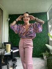 1980s high rise genuine leather bold pastel pink tailored pants Tower Hill Coll