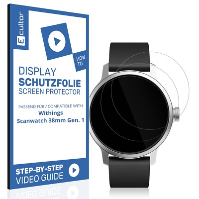 2x 3D Schutzfolie für Withings Scanwatch 38mm Gen. 1 Display Folie Flexibel