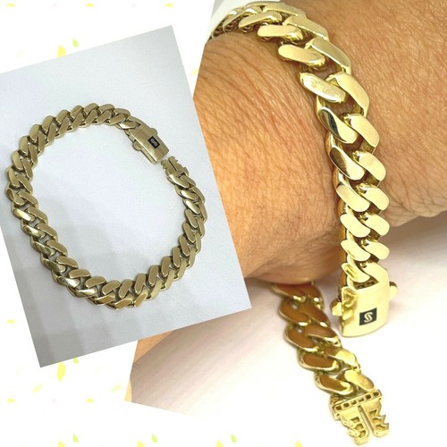 GoLD 14k mens Miami Cuban link monaco 
