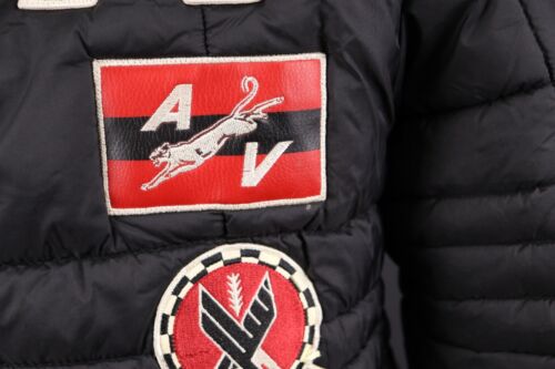 AVIREX Black Full Zip Hooded Patched Quilted Puffer Jacket Size L - Picture 15 of 19
