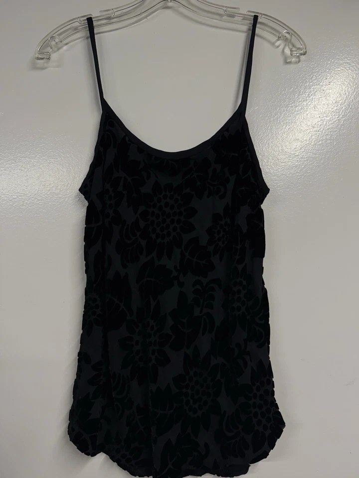 Vintage Fairycore Silk Camisole Floral Burnout Velvet Sunflower Y2K Tank Medium - Image 2 of 3