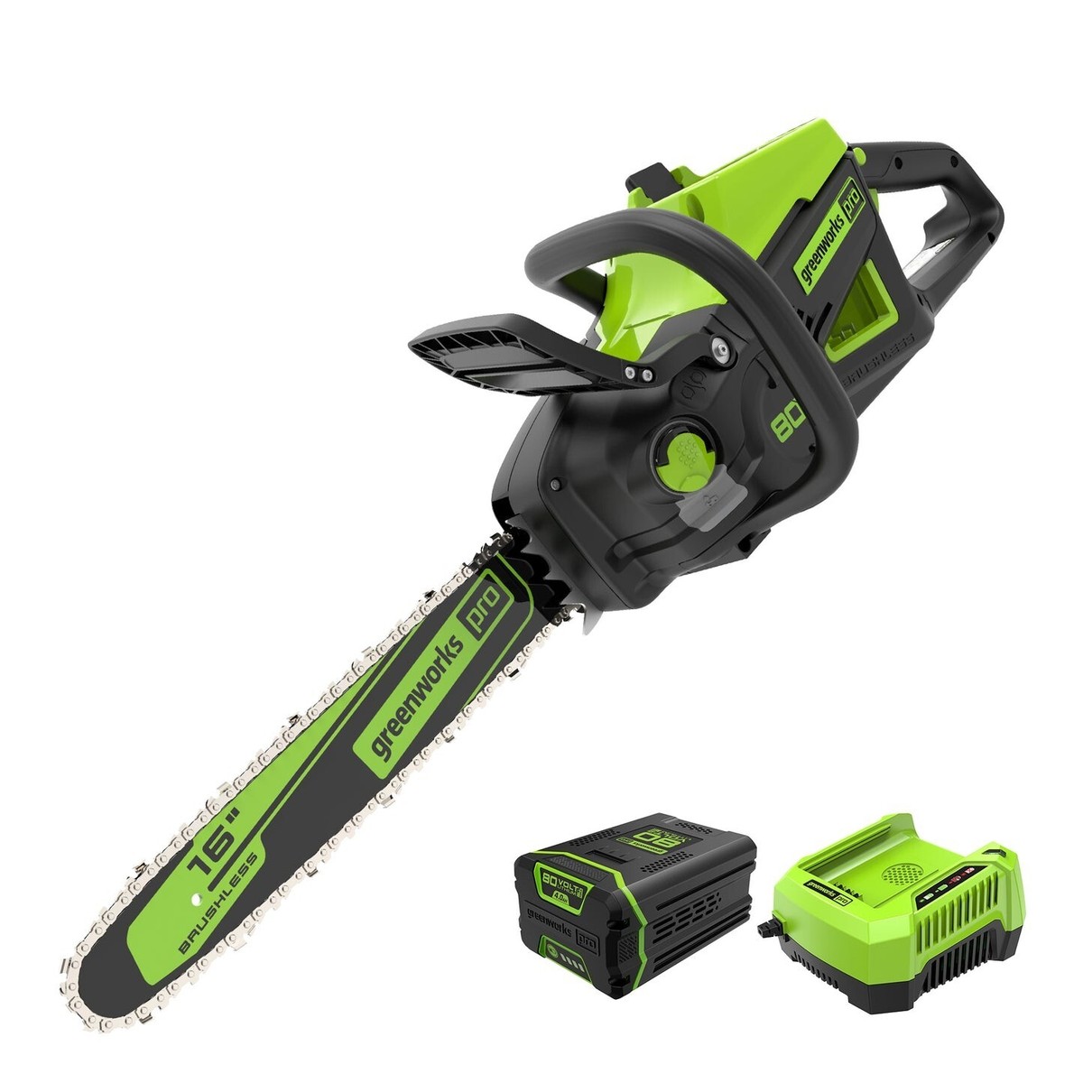 Greenworks Pro 80V 16 inch Chainsaw 2000W with 4Ah Battery and