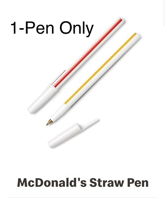 McDonalds Straw Pen - Red Yellow White - Black Ink - Soda Coke Coca Cola Sprite