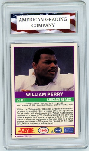 1989 Score Supplemental #396S William Perry The Fridge AGC 10 Gem Mint - Picture 2 of 2