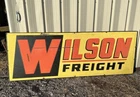 Vintage Large 8’ Wilson Freight Trucking Embossed Metal Sign Gas Oil Advertising