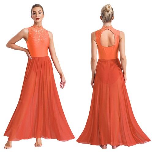 Mujeres Ropa de Baile Vestidos Sin Mangas Brillante Lírico Vestido de Baile Recortado Espalda Tul - Imagen 67 de 81