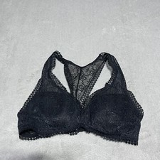 Victorias Secret Bra Womens Small Black Lace Racerback Wireless No Wire Bralette