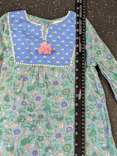 Mini Boden Floral Dress Girls Size 6-7Y Blue Long Sleeve School - Picture 6 of 7