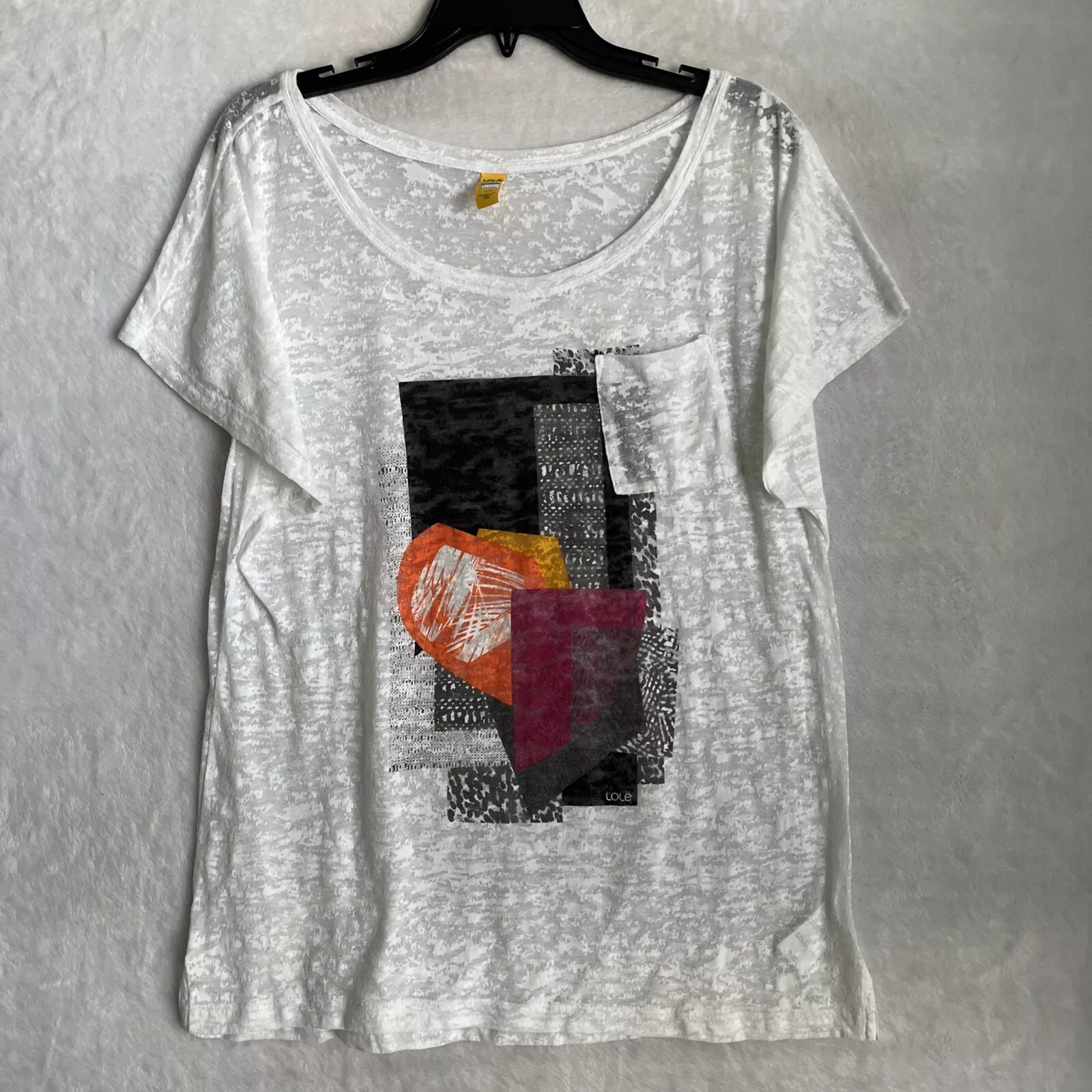 lole geometric sheer short sleeve round neck shirt