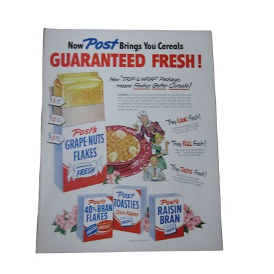 1950s Post Cereals - Guaranteed Fresh - Vintage Print Ad