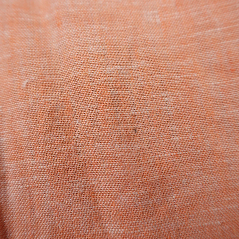 Alan Flusser Shirt Mens M Orange Heather Linen Blend Button Up Casual Pocket - Image 4 of 4