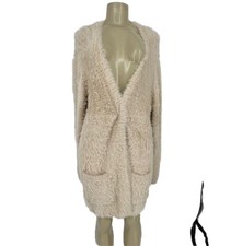 Free People Medium Women Open Front Faux Fur Cardigan Sweater Duster P71