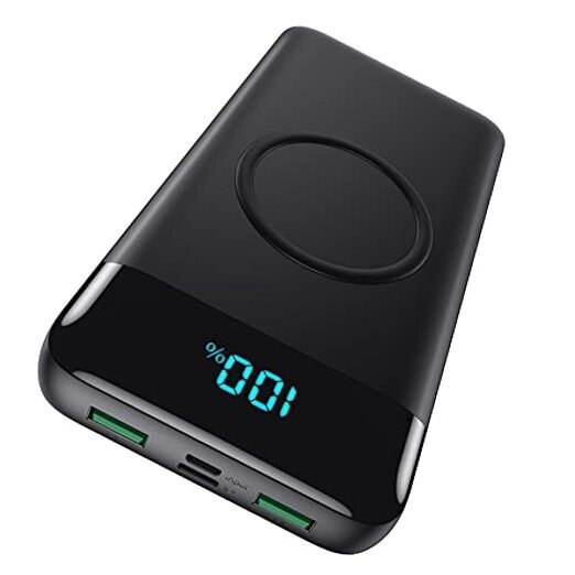 30,800mAh 15W Wireless Portable Charger with 25W PD QC4.0 Fast Charging in Black