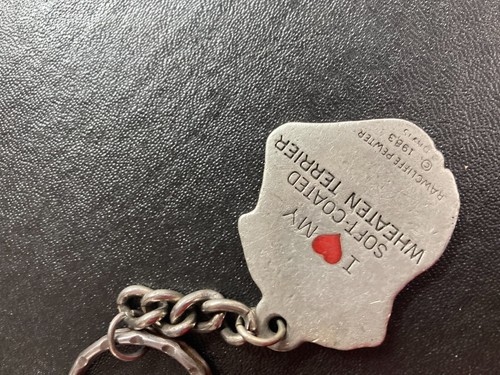 1983 I Love My Soft Coated Wheaten Terrier Rawcliffe Pewter Keychain Key Ring - Picture 5 of 8