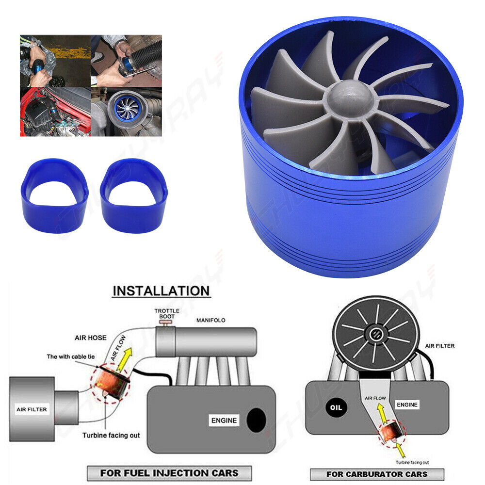 Auto Air Intake Turbonator Single Fan Turbine Turbo Supercharger Gas Fuel  Saver