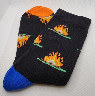 Mens Cool Colorful Fancy Novelty Funny Casual Crew Socks 1 Pair Fireplace 