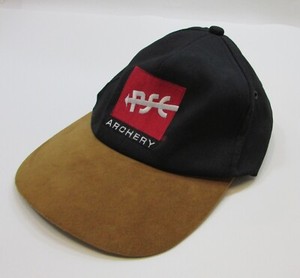 PSC Archery Tan Suede Leather Visor Black Cotton Snapback Ball Cap Hat FREE S/H