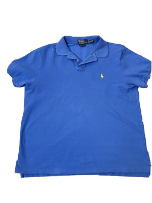 Ralph Lauren Mens Polo Shirt Size Light Blue, Yellow Logo, Soft Cotton  - Main Image