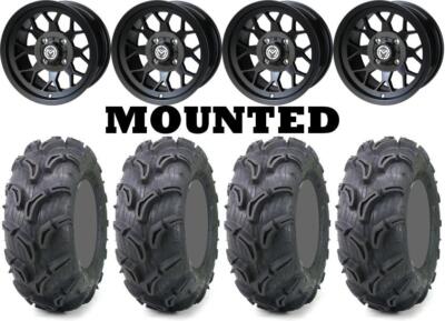 Kit 4 Maxxis Zilla Tires 28x10-12/28x12-12 on Moose 27X Black Wheels TER