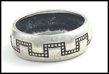 VINTAGE .925 Sterling Silver, Greek Key Pattern Band Ring - Size 7.25