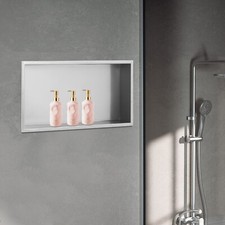 12"x24" Shower Niche Bathroom Stainless Steel Shower Shelf Storage Silver Gray