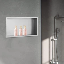 12"x24" Shower Niche Bathroom Stainless Steel Shower Shelf Storage Silver Gray