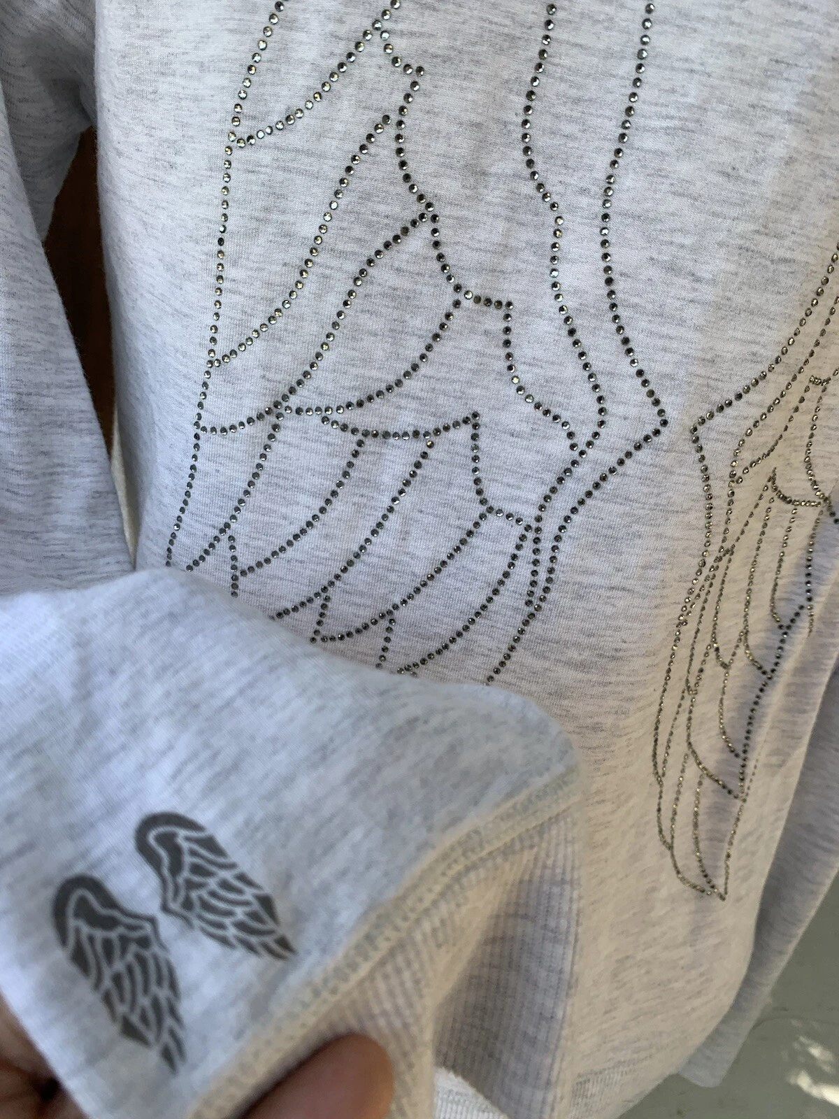 UNDERCOVER Felpa con cappuccio e zip Victoria's Secret Angel strass taglia large.