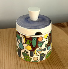 W. Goebel Ceramic Canister Jar & Lift-Off Lid Abstract Multicolour Grot 111