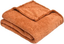 Sleepdown Rust Orange Super Soft Teddy Fleece Throw Over Sofa Super Soft Warm C