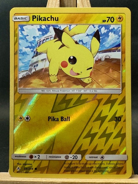 Pikachu Reverse Holo Pokemon Trading Card Game SM - Unbroken Bonds 54/214 NM