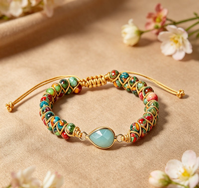 Amazonite Macrame Bracelet |Courage Balance Energy Adjustable Boho Women Jewelry