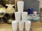 Lot Of Six Vintage Fenton White Milk Glass Hobnail Tumblers /  5”