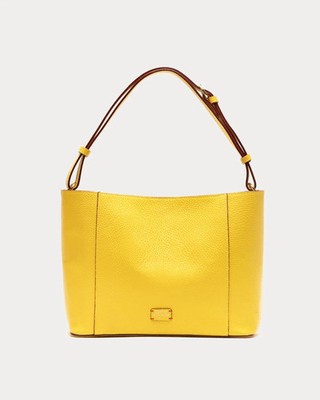 Frances Valentine June Hobo Tumbled Leather Canary Yellow Purse Bag MSRP $428