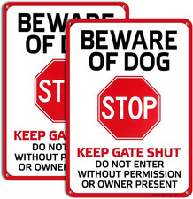 2 Pack Beware of Dog Signs, Warning Sign Beware of Dog for Fence, Do Not Enter,