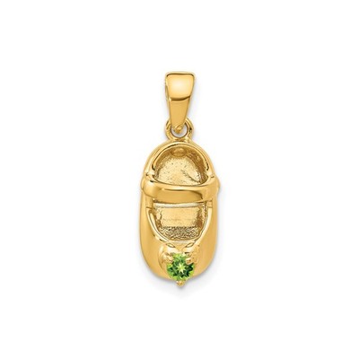 14k Yellow Gold Baby Shoe Pendant Green Peridot Sneaker Charm for Mothers