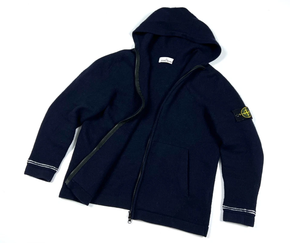 Auth Men's STONE ISLAND Blue Wool Full Zip Casual Sweaters Jacket Size XL/XXL - Image 2 of 4