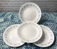 4 Corelle Country Cottage Bread Plates Blue Hearts Vines Floral EXCELLENT
