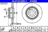 2X Bremsscheibe ATE 24.0110-0283.1 FüR Alfa 156 147 GT Sportwagon 16V Spark 932