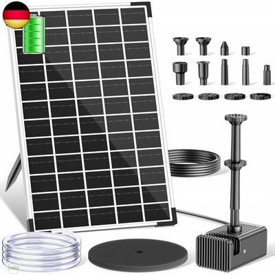 Biling 12W Solar Springbrunnen für außen mit 5000 mAh Akku, 10 Fontänenstilen 30