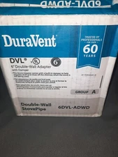DuraVent DVL Double Wall Stove Pipe 6" Stovetop Adapter, Damper 6DVL-ADWD, NEW