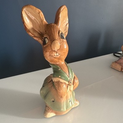 SEHR SELTENE FRÜHE VINTAGE PENDELFLOSSE GROSSER DÜNNER HALS MUTTER HASE GRÜN UND CREME 