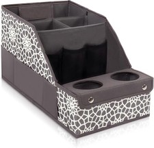 Car Seat Organizer - Backseat with 11 Compartments, 2 Fiber handle set Grey