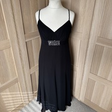 Vintage Per Una Black Sequin Party Long Dress Size UK 12L (Long Length)