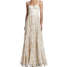 Alice + Olivia Yarra Bustier Gown Gold Splatter Size 4