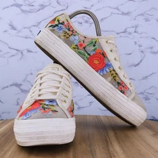 Keds Low Shoes Cream Rifle Paper Co Color Floral Embroidered WF62675 Women Sz 7